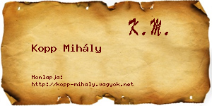 Kopp Mihály névjegykártya